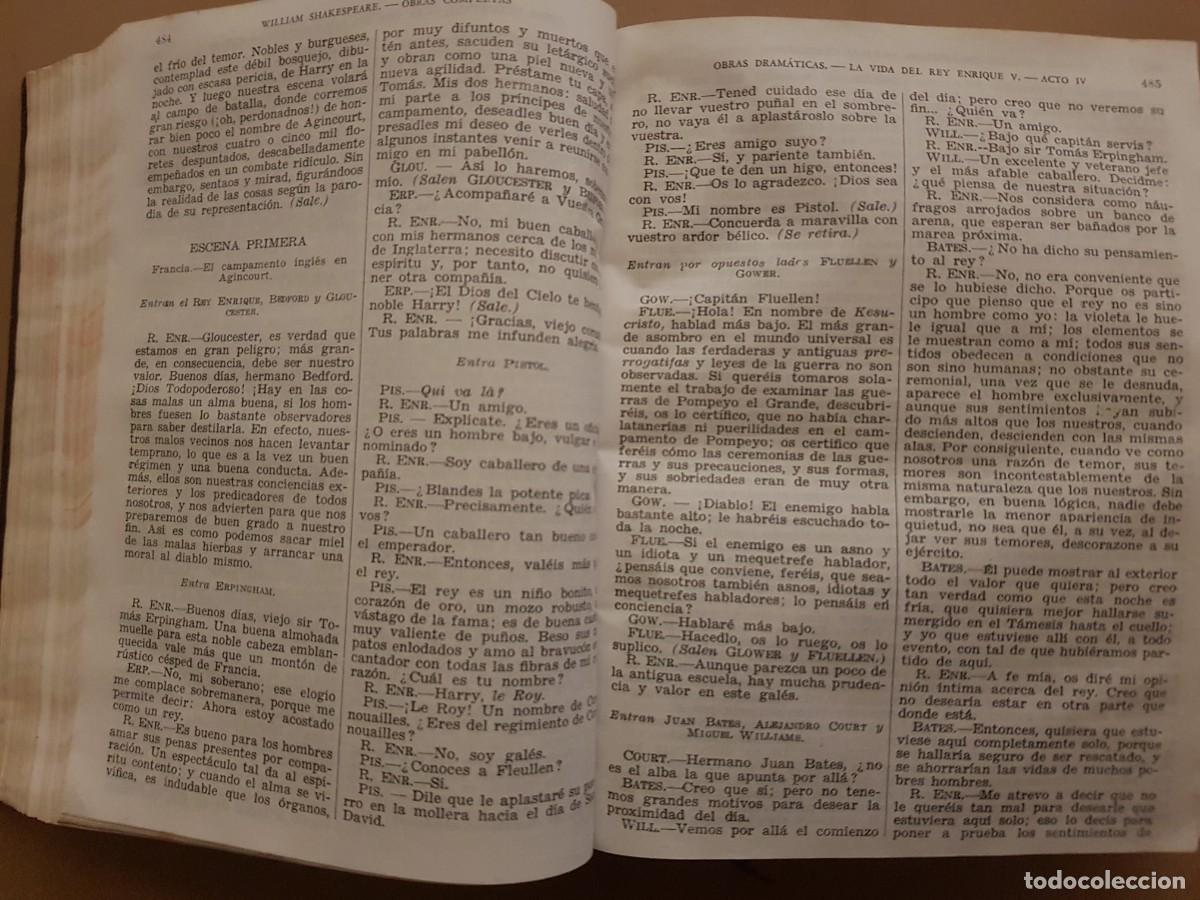 Libros: WILLIAM SHAKESPEARE - OBRAS COMPLETAS - ED. AGUILAR - 1945 - Foto 13