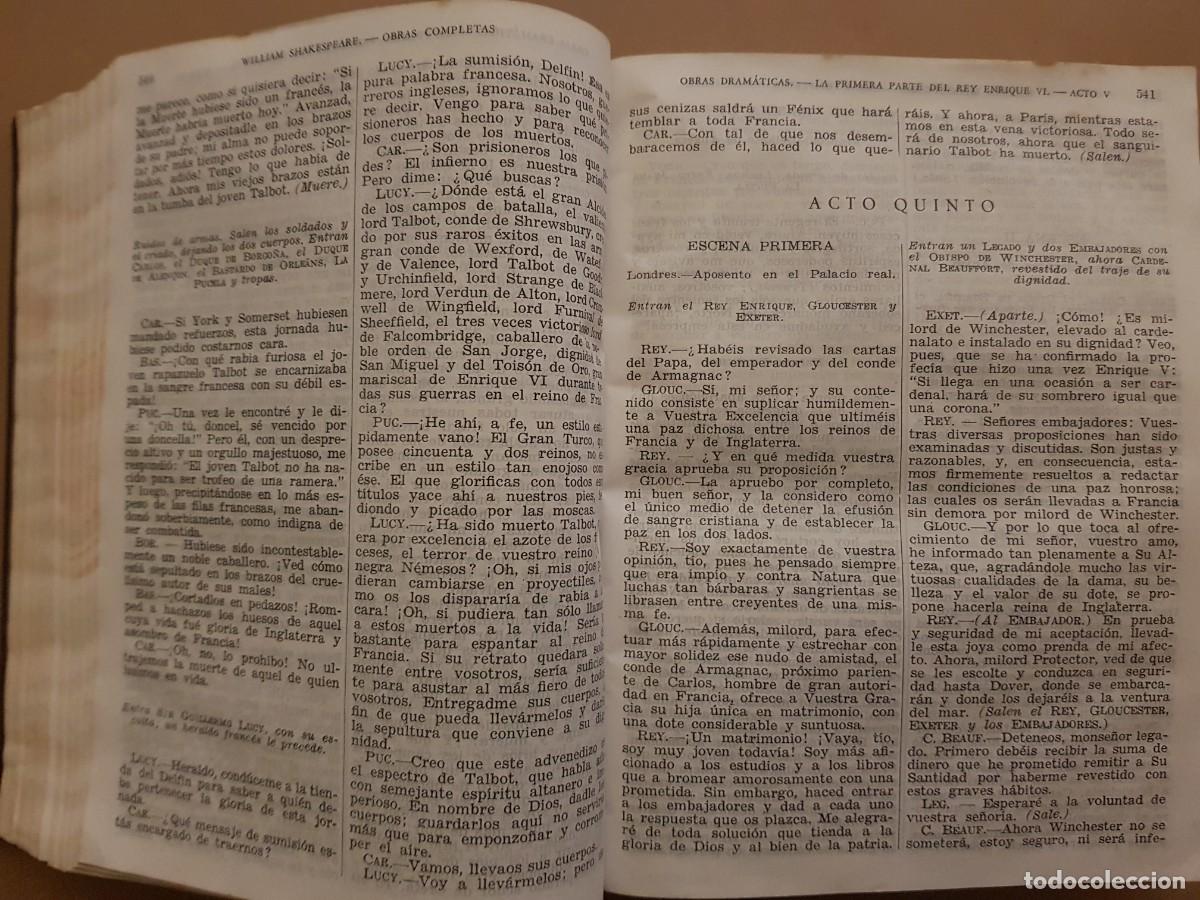 Libros: WILLIAM SHAKESPEARE - OBRAS COMPLETAS - ED. AGUILAR - 1945 - Foto 15
