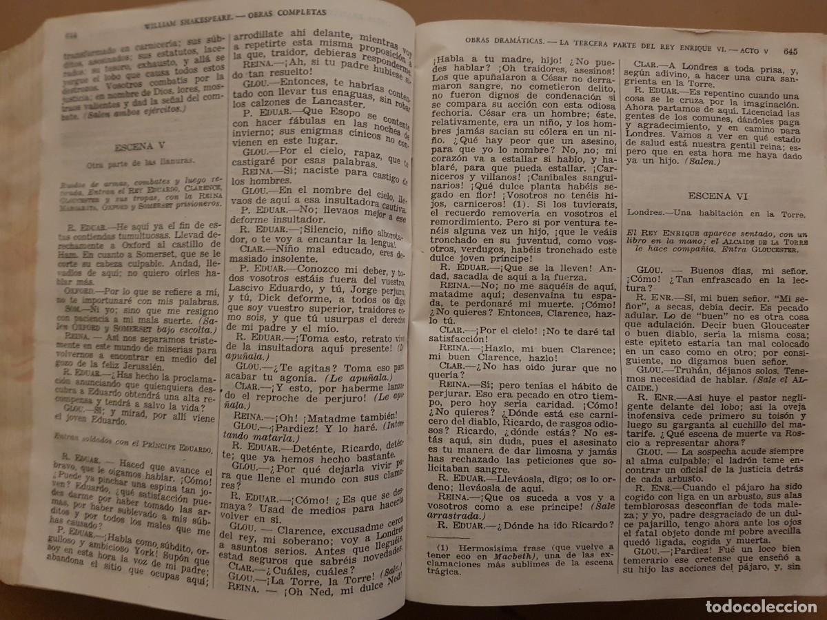 Libros: WILLIAM SHAKESPEARE - OBRAS COMPLETAS - ED. AGUILAR - 1945 - Foto 16