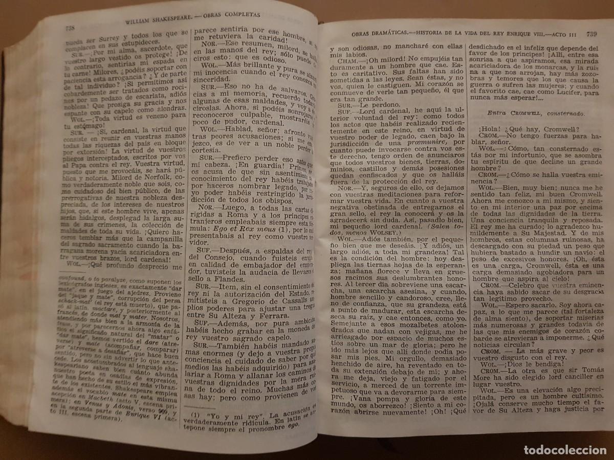Libros: WILLIAM SHAKESPEARE - OBRAS COMPLETAS - ED. AGUILAR - 1945 - Foto 17