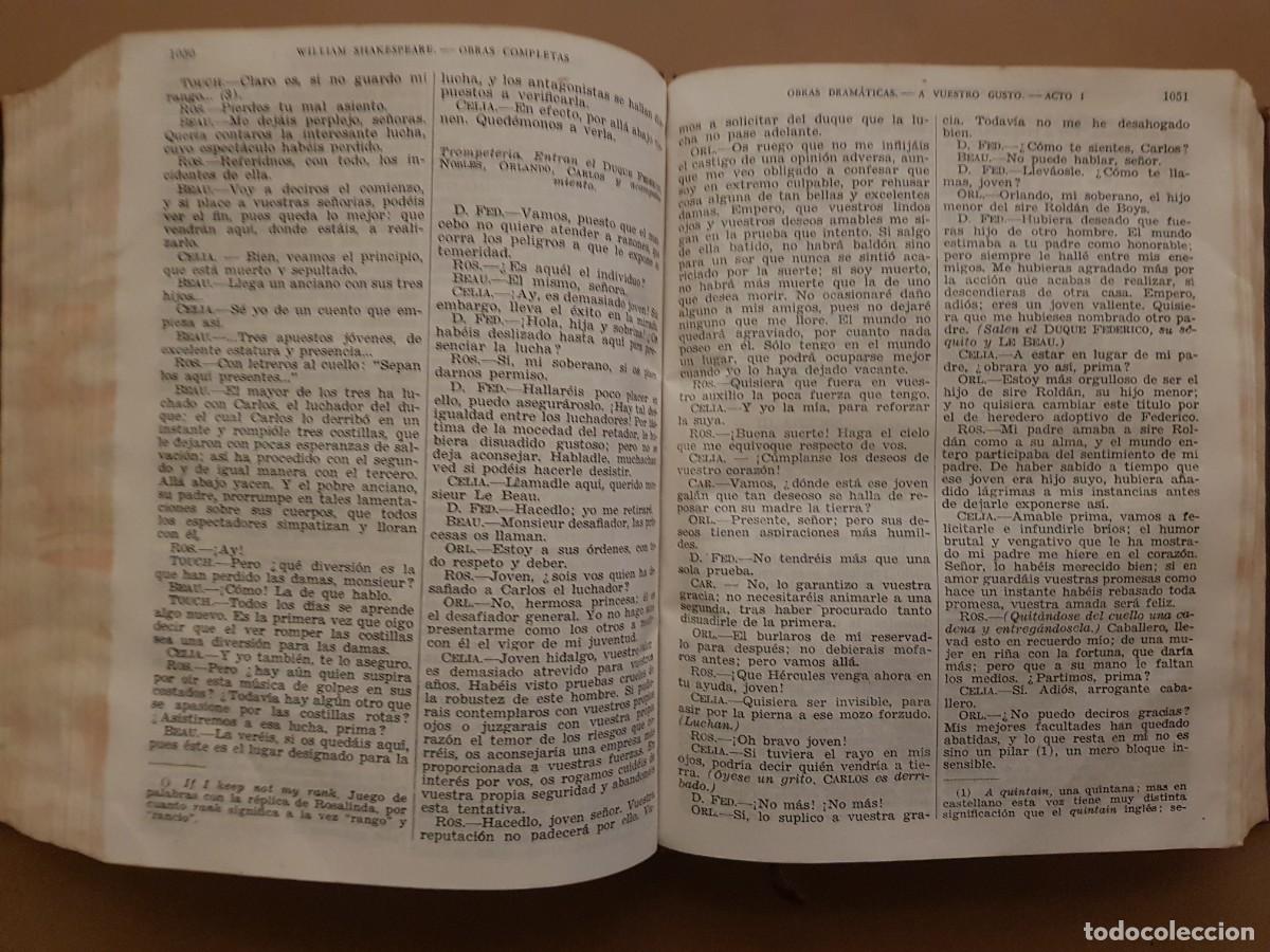 Libros: WILLIAM SHAKESPEARE - OBRAS COMPLETAS - ED. AGUILAR - 1945 - Foto 20