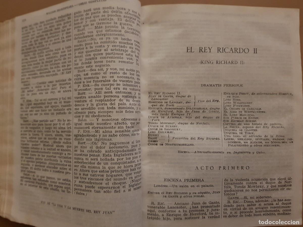Libros: WILLIAM SHAKESPEARE - OBRAS COMPLETAS - ED. AGUILAR - 1945 - Foto 9
