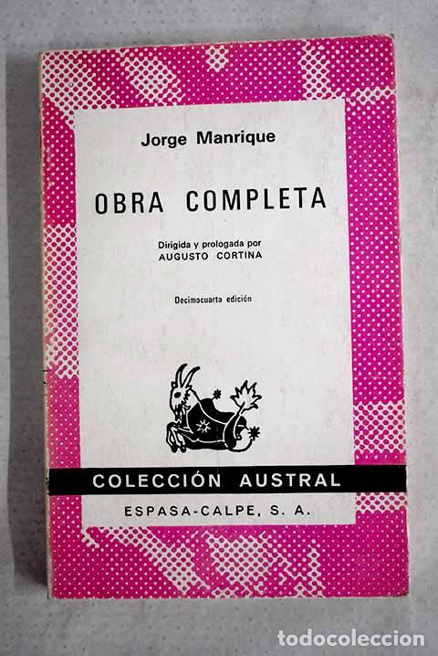 Libros: Obra completa: Manrique, Jorge.- Manrique, Jorge