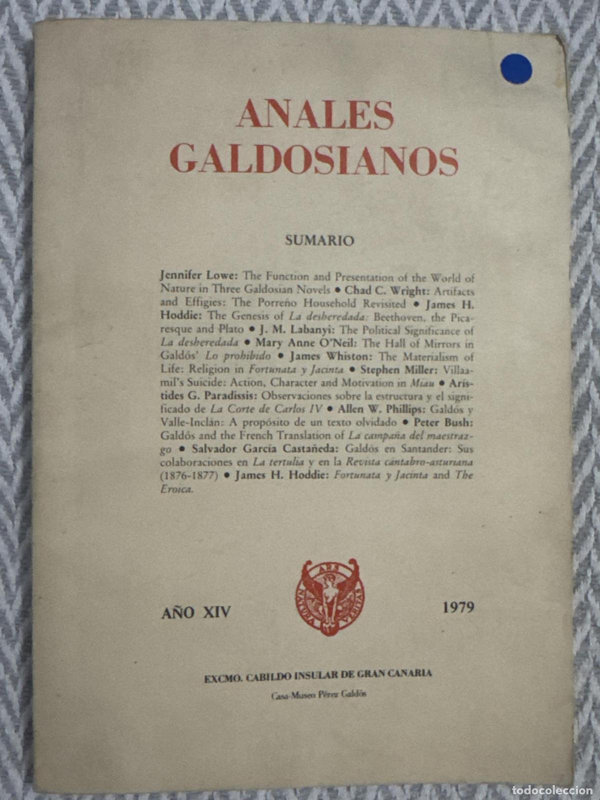 Libros: Anales Galdosianos. A&ntilde;o XIV 1979 - Vv.aa