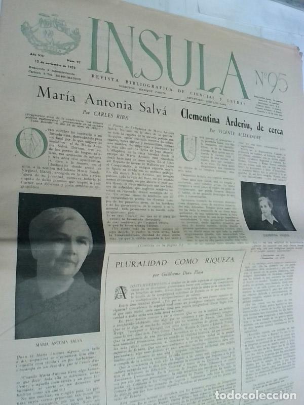 books: Insula n&ordm; 95, A&ntilde;o VIII. Mar&iacute;a Antonio Salv&aacute; por Carles Riba. Clementina Arderiu, de cerca por Vicent
