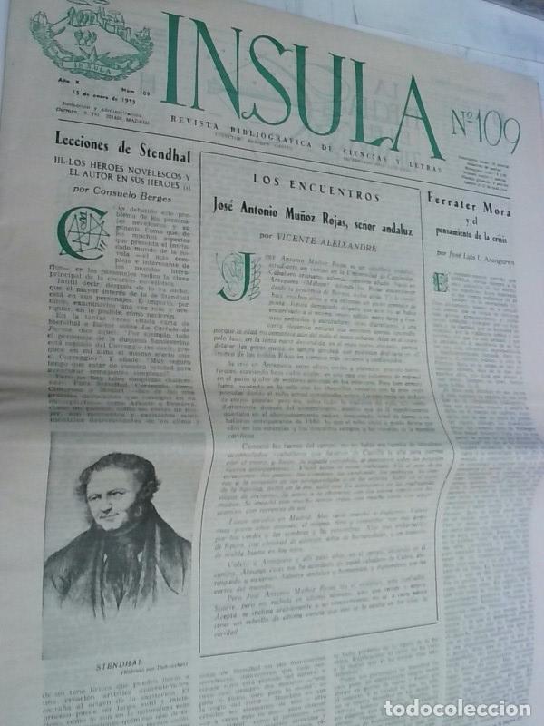 Libri di seconda mano: Insula n&ordm; 109, A&ntilde;o X. Lecciones de Stendhal: III, los h&eacute;roes novelescos y el autor en sus h&eacute;roes. Lo