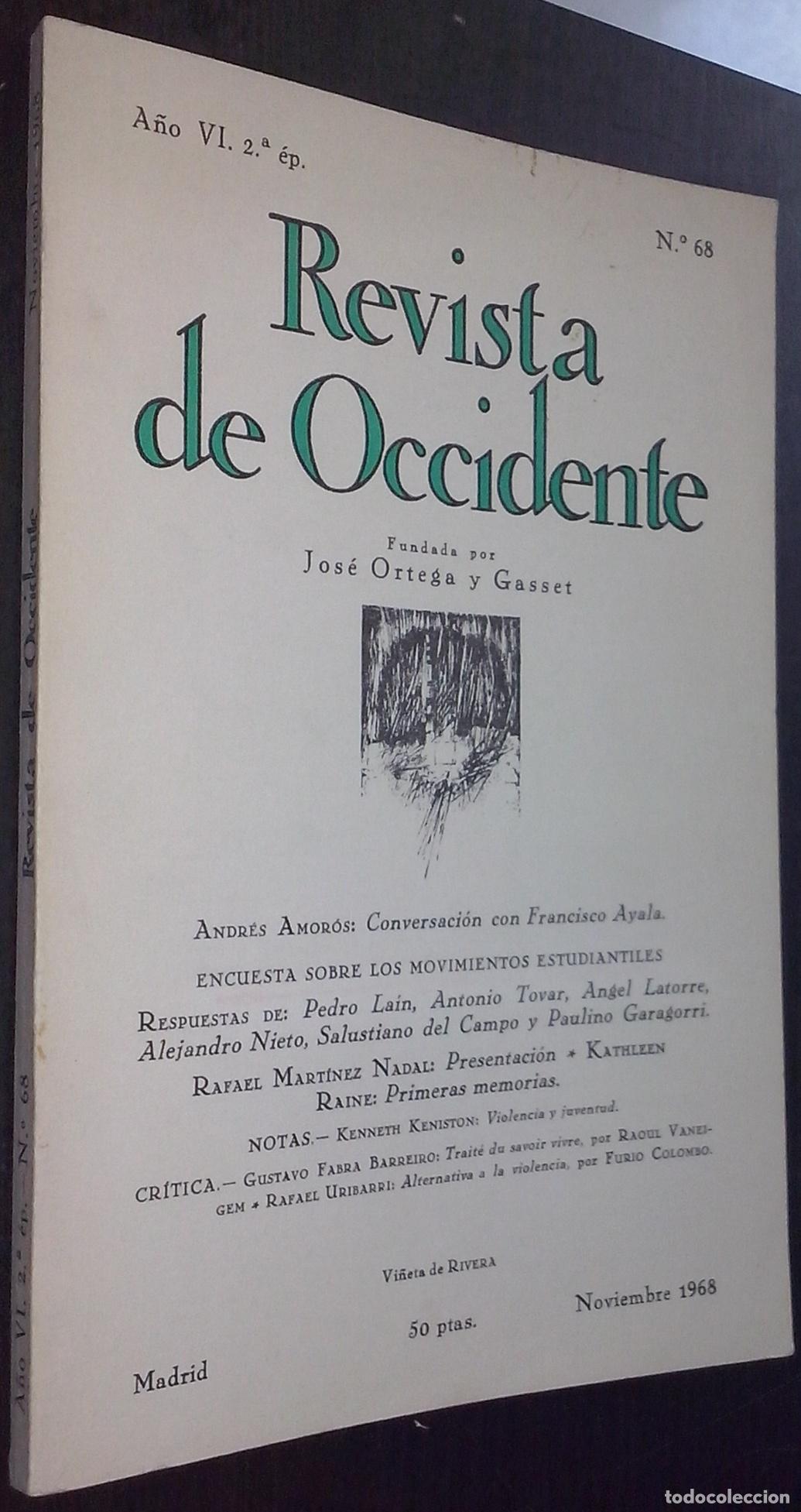 Libros: Revista de Occidente. A&ntilde;o VI. 2&ordf; &eacute;poca. N&ordm; 68 - REVISTA: