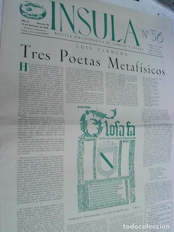 Libros: Insula n&ordm; 36, A&ntilde;o III. Lu&iacute;s Cernuda: Tres poetas metaf&iacute;sicos - Autores Varios: