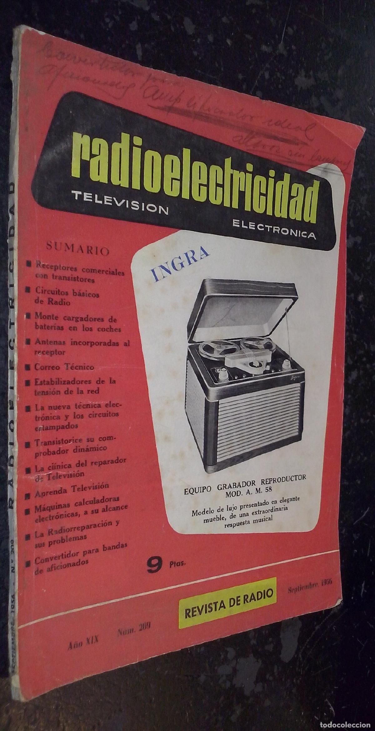 B&uuml;cher: Radioelectricidad. Revista de Radio. A&ntilde;o XIX. N&ordm; 209. Septiembre 1956 - REVISTA: