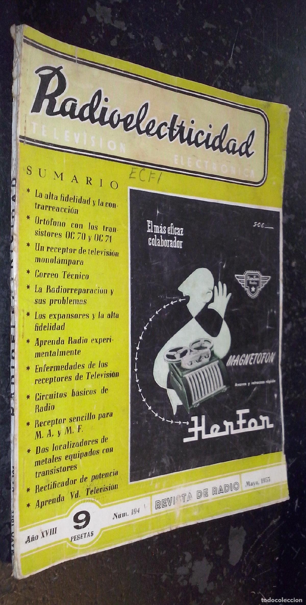 B&uuml;cher: Radioelectricidad. Revista de Radio. A&ntilde;o XVIII. N&ordm; 194. Mayo 1955 - REVISTA: