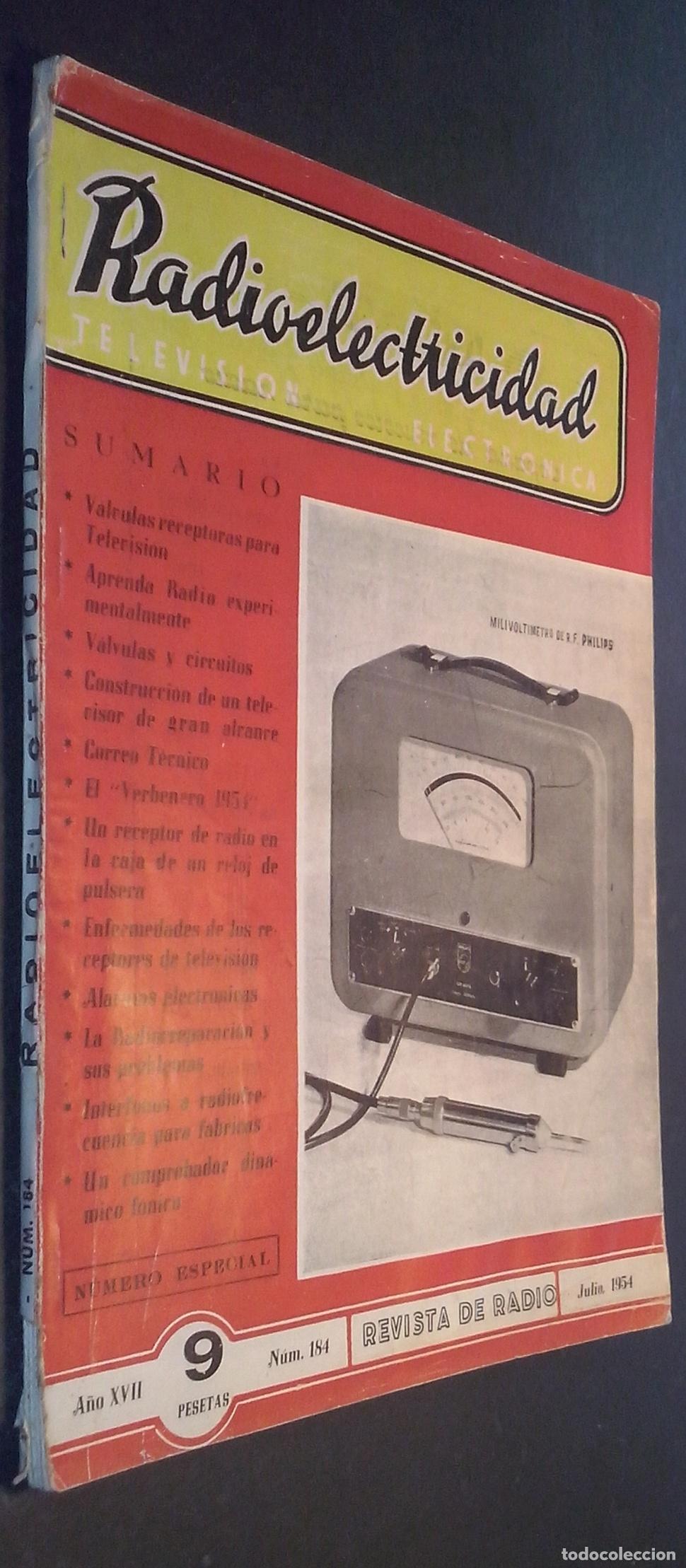 B&uuml;cher: Radioelectricidad. Revista de Radio. A&ntilde;o XVII. N&ordm; 184. Julio 1954 - REVISTA:
