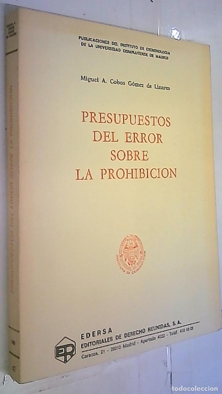Livres: Presupuestos del error sobre la prohibici&oacute;n - Cobos G&oacute;mez de Linares, Miguel &Aacute;ngel: