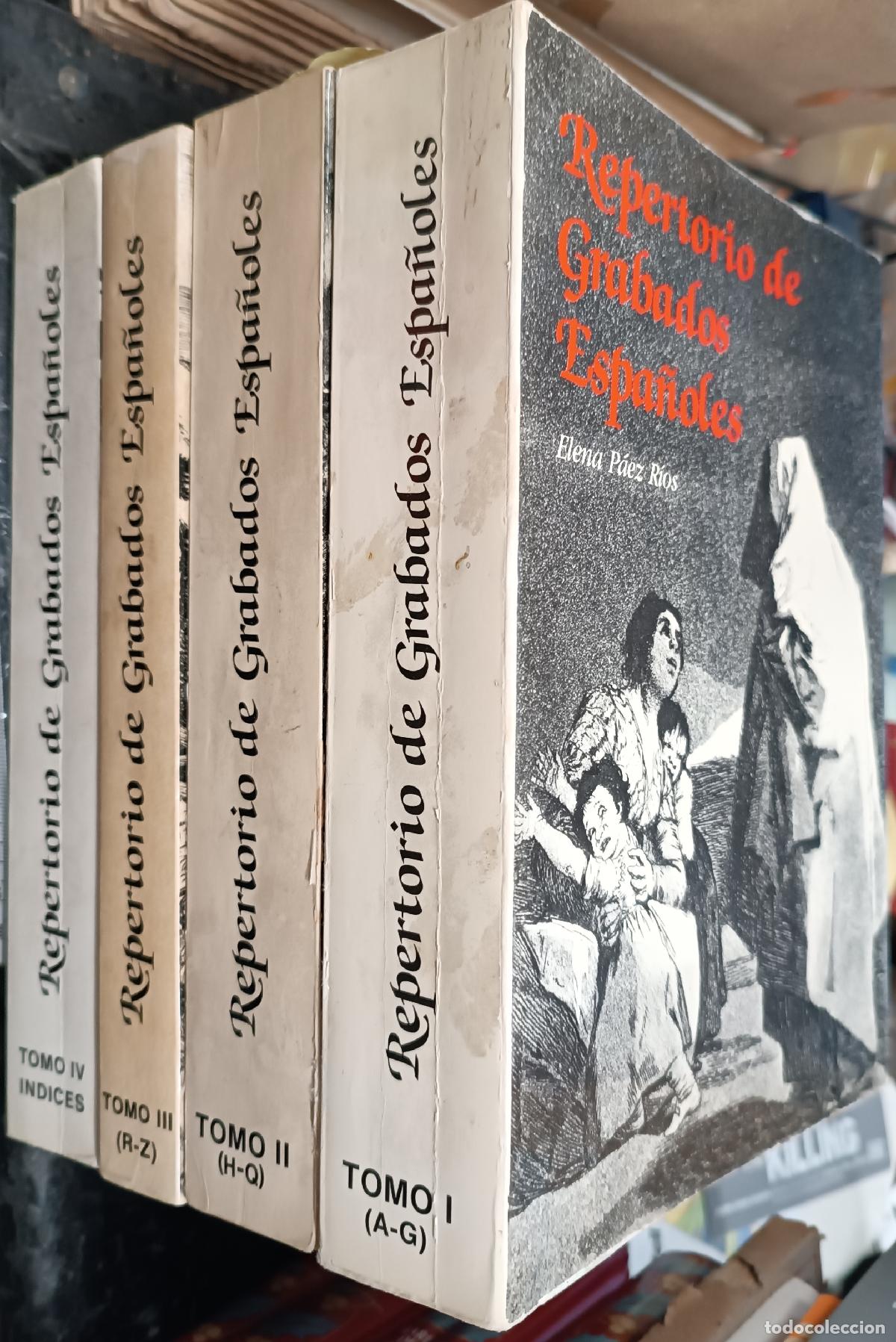Livros em segunda m&atilde;o: Repertorio de Grabados Espa&ntilde;oles en la Biblioteca Nacional. 4 tomos. - P&aacute;ez R&iacute;os, Elena: