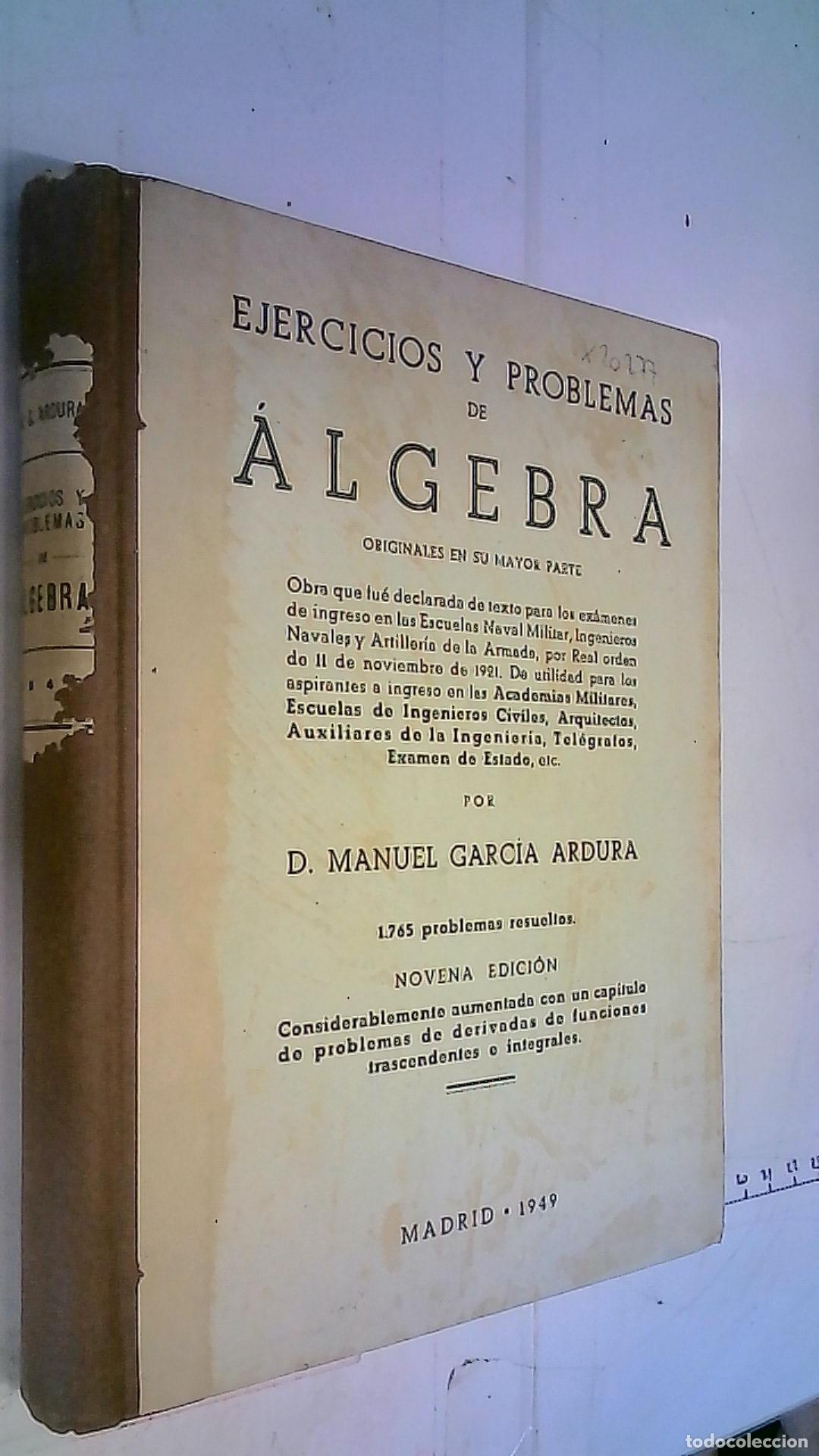 Livros em segunda m&atilde;o: Ejercicios y problemas de &Aacute;lgebra originales en su mayor parte. 1765 problemas resueltos - Garc&iacute;a Ar