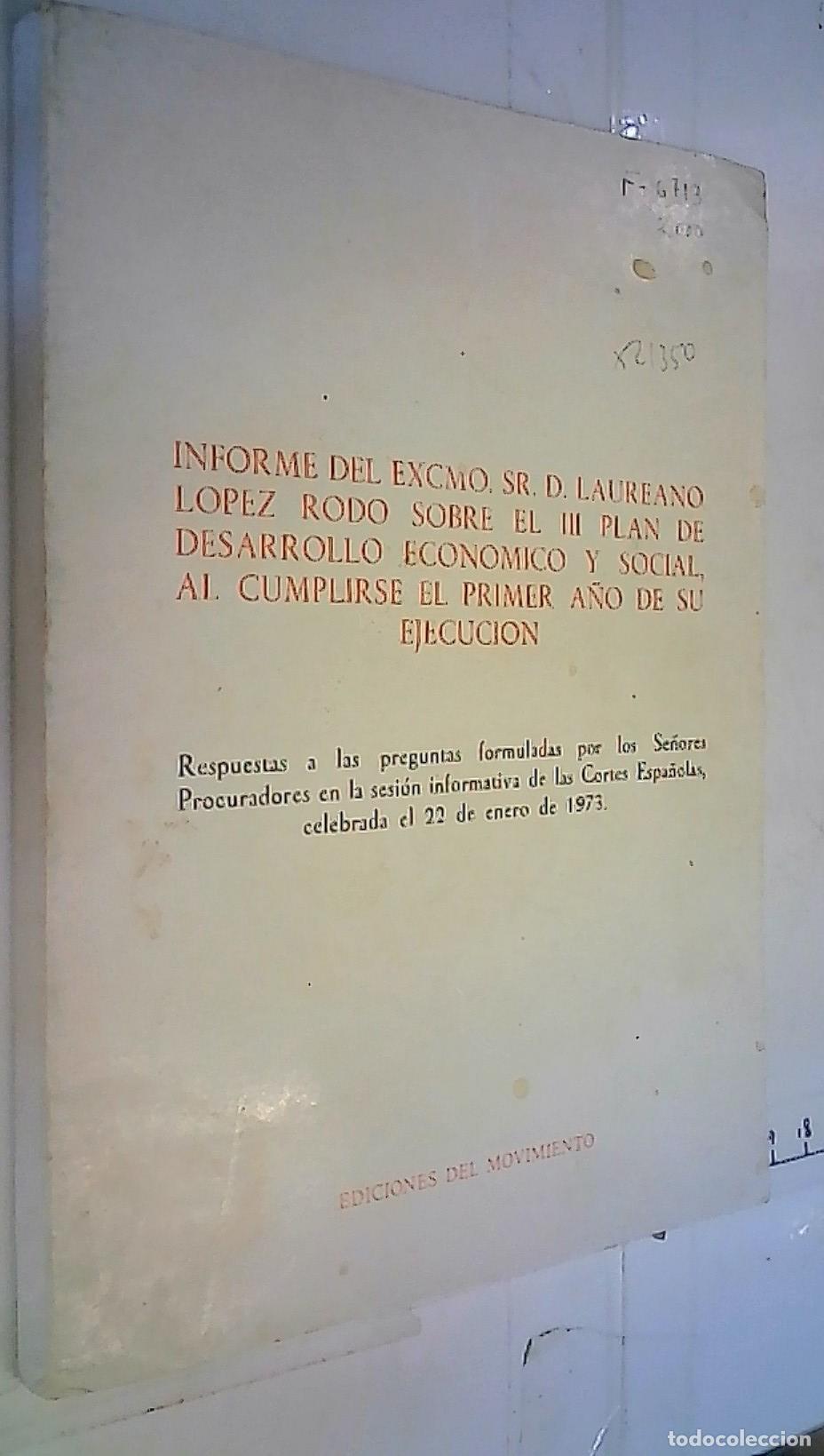 Libros: Informe del Excemo. Sr. D. Laureano L&oacute;pez Rodo sobre el III Plan de desarrollo econ&oacute;mico y social, a