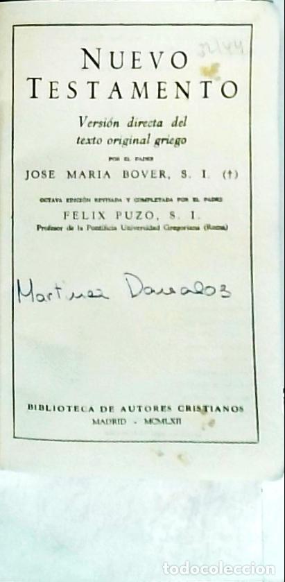 Livros em segunda m&atilde;o: Nuevo Testamento. Versi&oacute;n directa del texto original griego - Bover, Jos&eacute; Mar&iacute;a y Puzo, F&eacute;lix: