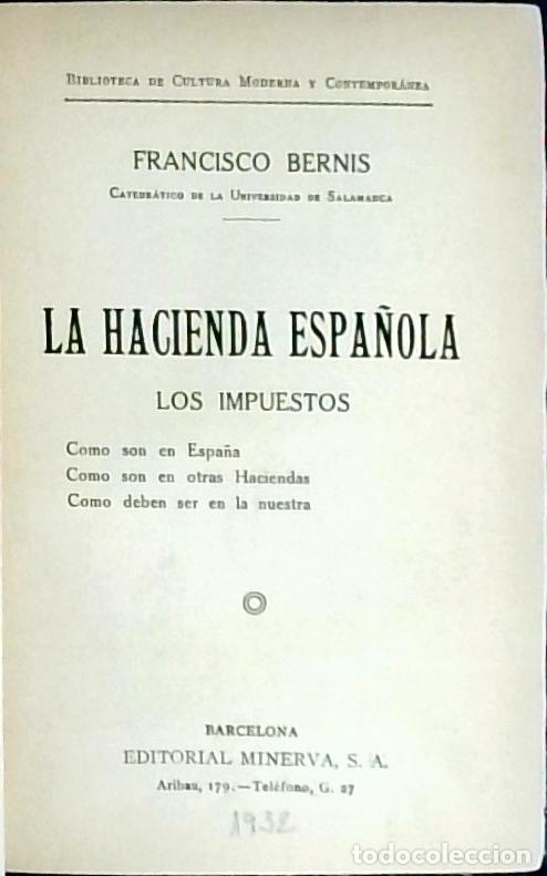 B&uuml;cher: La Hacienda espa&ntilde;ola: los impuestos - Bernis, Francisco: