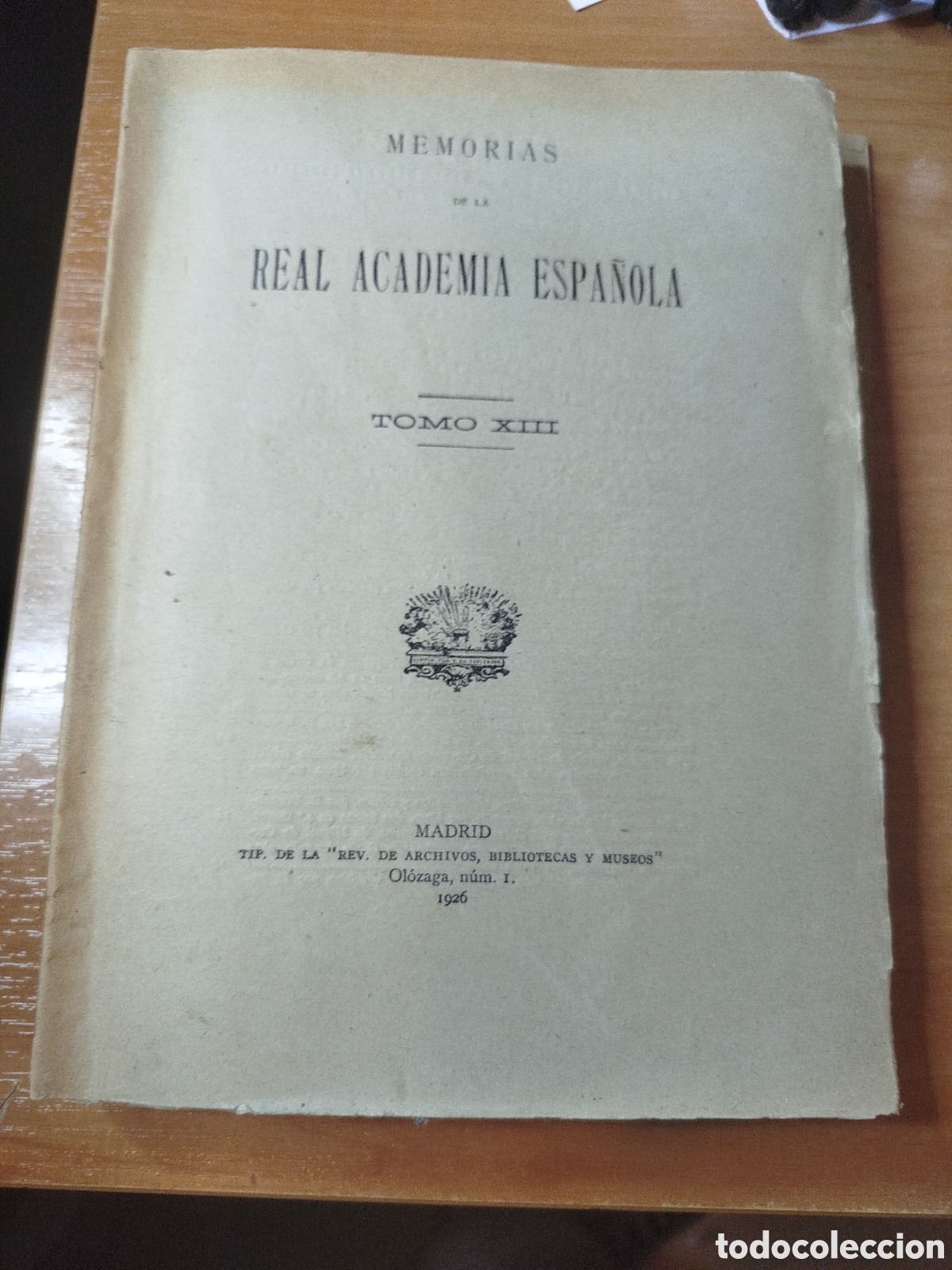 Libros: Memorias de la real academia espa&ntilde;ola tomo 13
