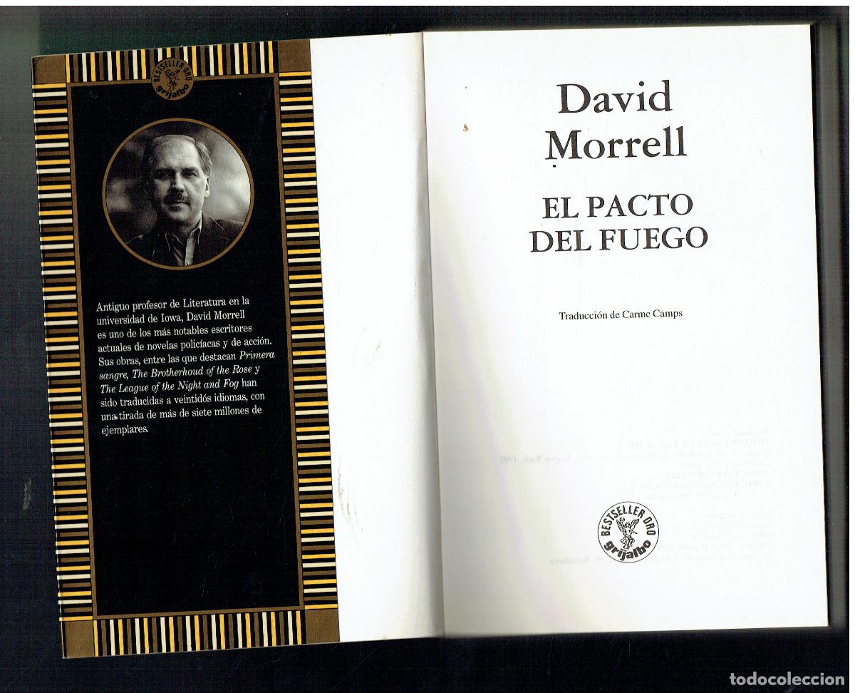 Libros: EL PACTO DEL FUEGO. DAVID MORRELL. 1992. (ST/PR1) - Foto 2