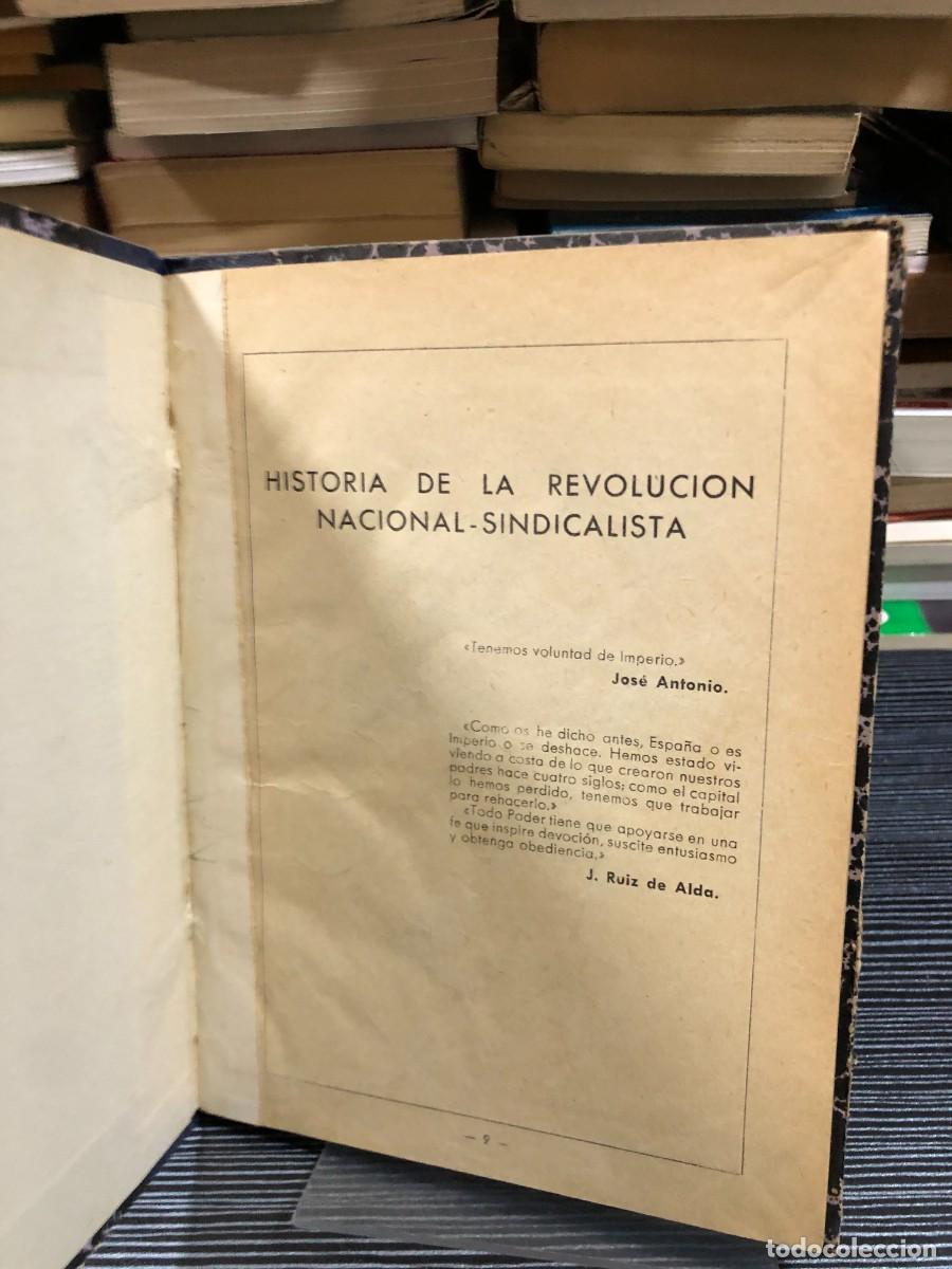 Libros: Historia de la Revoluci&oacute;n Nacional-Sindicalista (P&aacute;gina interior de cortes&iacute;a)