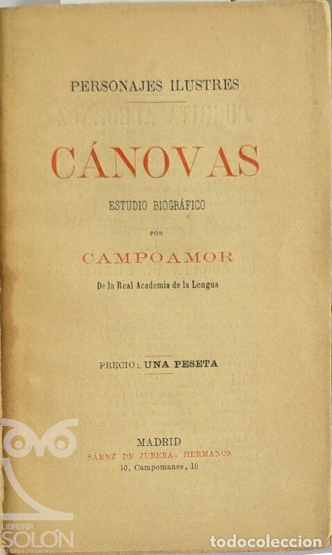 Libros: C&aacute;novas. Estudio biogr&aacute;fico - Ram&oacute;n de Campoamor