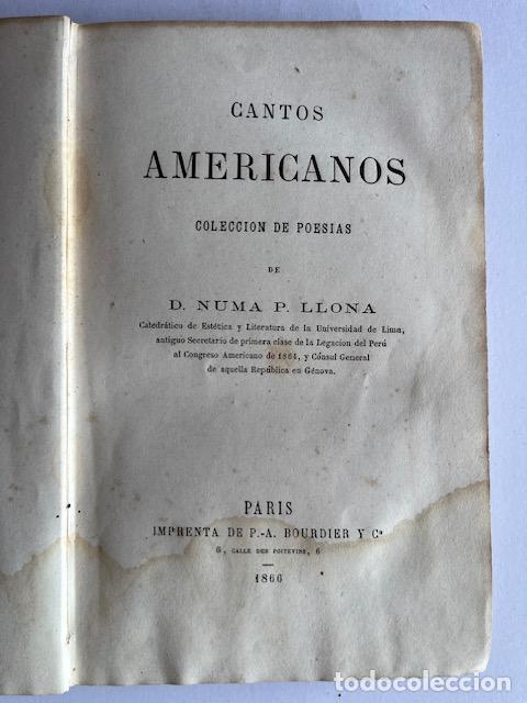 B&uuml;cher: LLONA, NUMA P. - Cantos americanos. Colecci&oacute;n de poes&iacute;as de D.Numa P. Llona