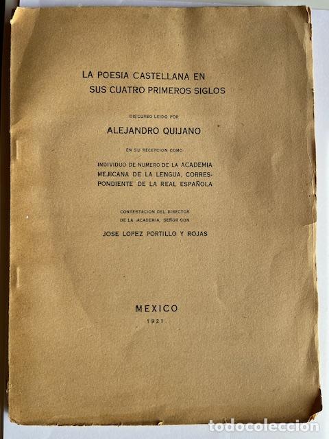 B&uuml;cher: QUIJANO, ALEJANDRO - La poesi&#769;a castellana en sus cuatro primeros siglos : discurso lei&#769;do