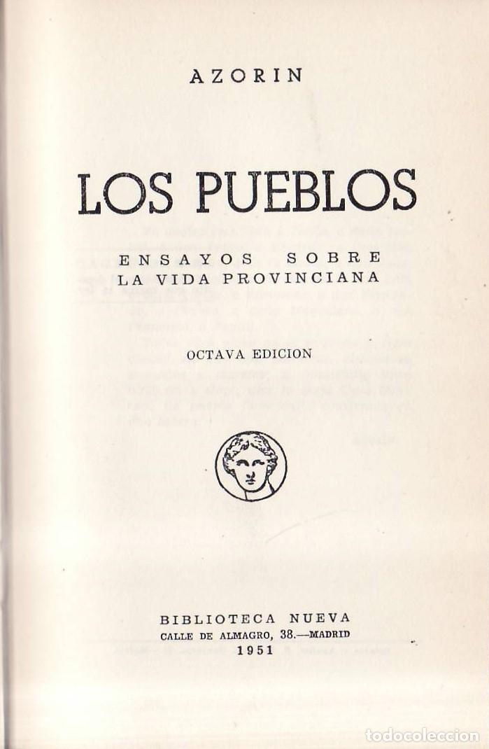 Libros: AZORIN.- - Los pueblos. Ensayos sobre la vida provinciana.