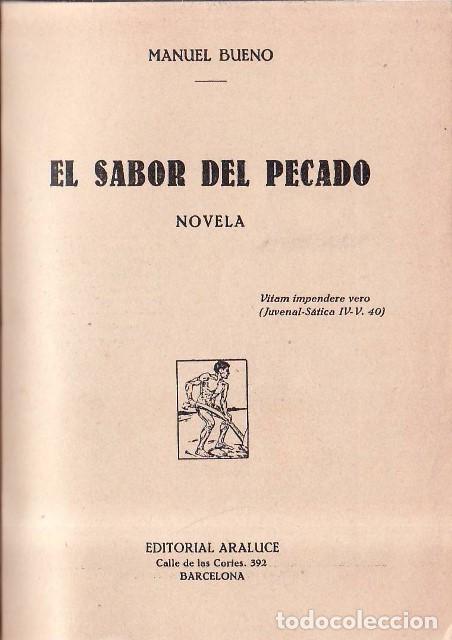 Libros: BUENO, Manuel.- - El sabor del pecado. Novela. - Foto 1