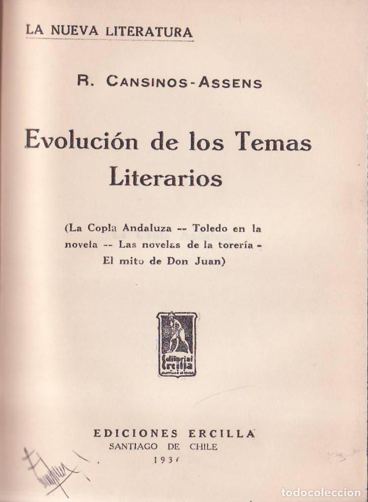 Libros: CANSINOS ASSENS, R.- - Evoluci&oacute;n de los temas literarios (La copla andaluza - Toledo en la novela -