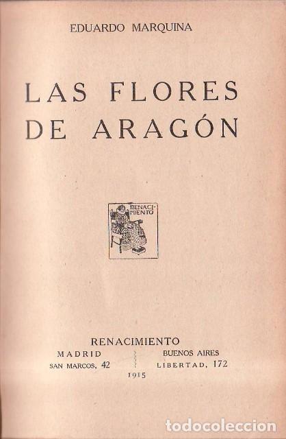 Libros: MARQUINA, Eduardo.- - Las flores de Arag&oacute;n.