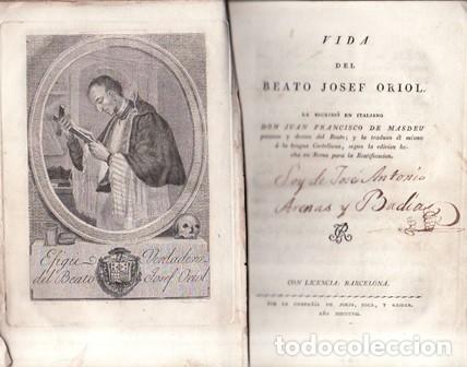 Libri di seconda mano: MASDEU, Juan Francisco de.- - Vida del beato Josef Oriol.
