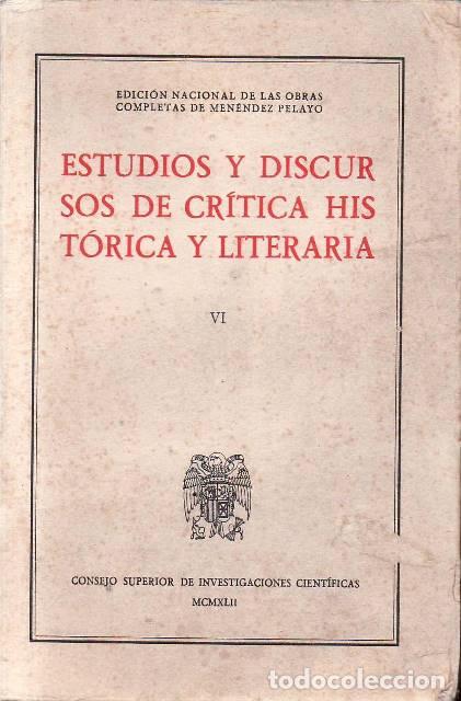 B&uuml;cher: MENENDEZ PELAYO, Marcelino.- - Obras completas. Estudios y discursos de cr&iacute;tica hist&oacute;rica y literari