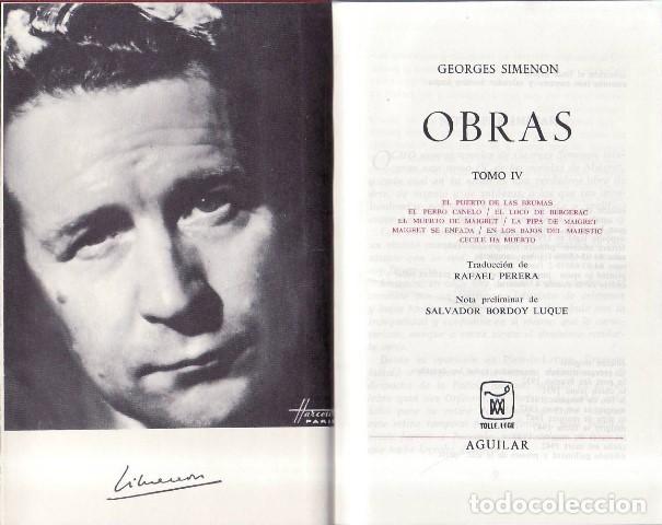 books: SIMENON, Georges.- - Obras. Tomo IV: El puerto de las brumas. El perro canelo. El loco de Bererac. E