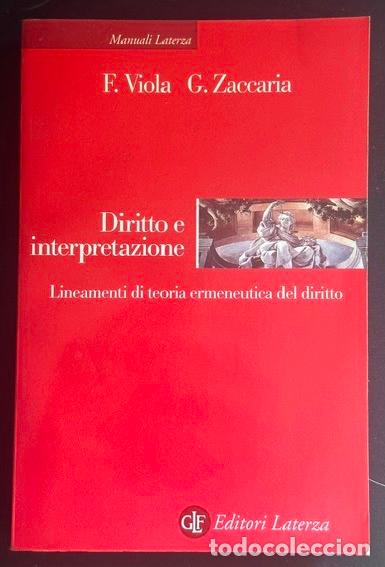Libros: DIRITTO E INTERPRETAZIONE. Lineamenti di teoria ermeneutica del diritto - VIOLA, Francesco - ZACCARI