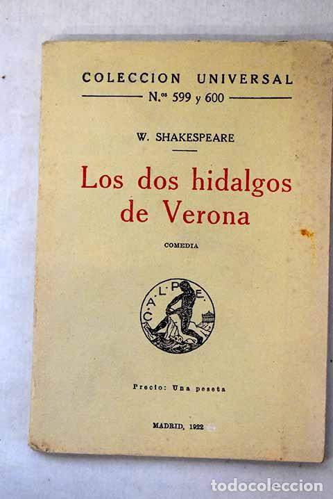Libros: Los dos hidalgos de Verona: comedia.- Shakespeare, William