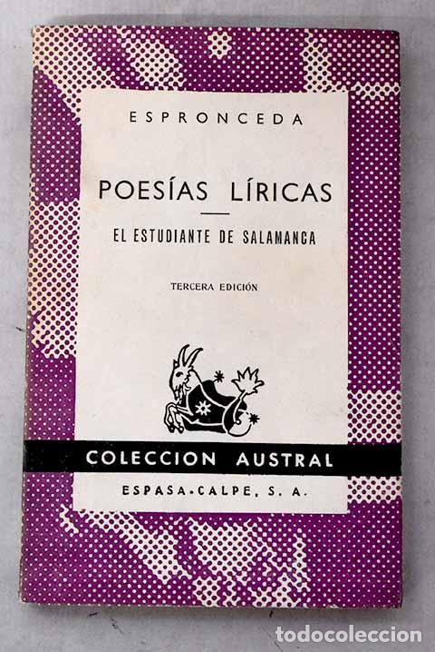 Libros: Poes&iacute;as l&iacute;ricas ; El estudiante de Salamanca.- Espronceda, Jos&eacute; de