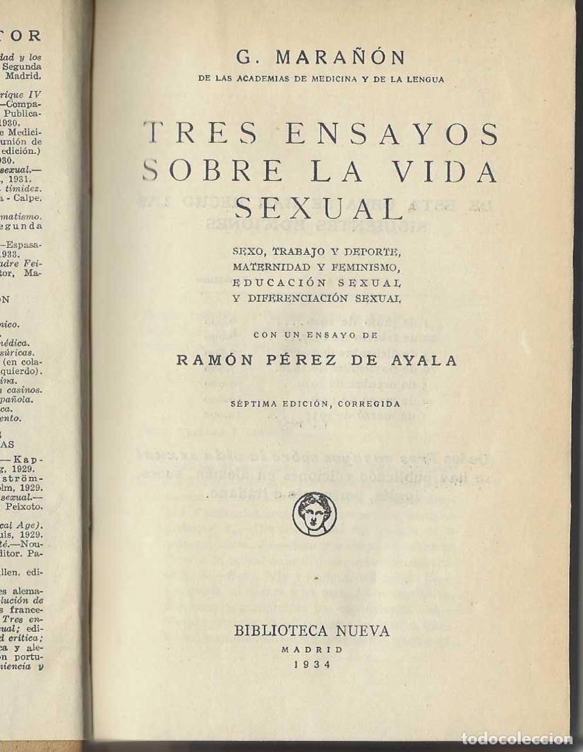 B&uuml;cher: TRES ENSAYOS SOBRE LA VIDA SEXUAL. Sexo, trabajo y deporte, maternidad y feminismo, educaci&oacute;n sexual