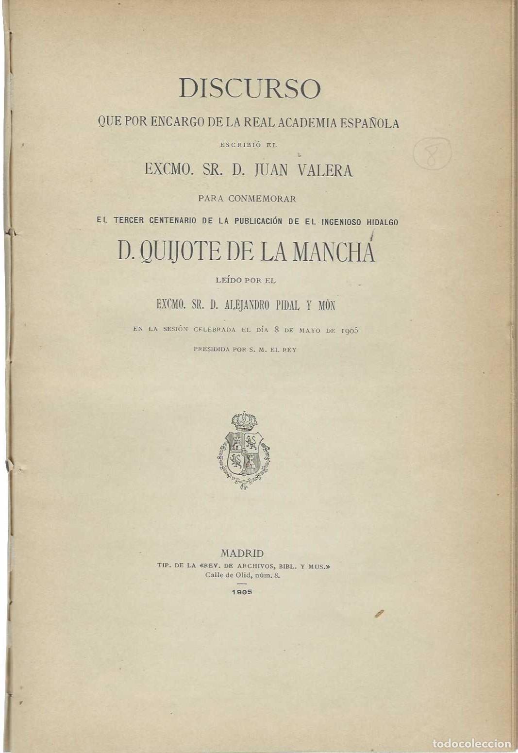 B&uuml;cher: Discurso que por encargo de la Real Academia Espa&ntilde;ola escribi&oacute; ... para conmemorar el tercer centena