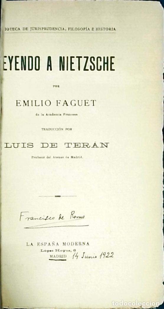 Libri di seconda mano: Leyendo a Nietzsche - FAGUET, Emilio: