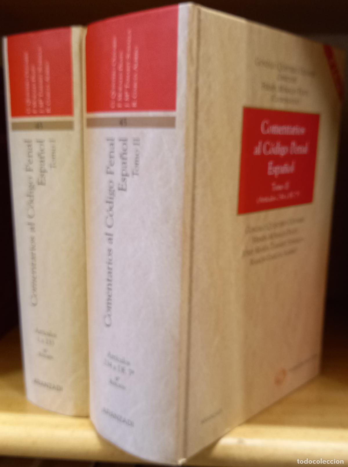 B&uuml;cher: Comentarios al C&oacute;digo penal espa&ntilde;ol. 6&ordf; edici&oacute;n. 2 tomos - QUINTERO OLIVARES, Gonzalo (Director) - A
