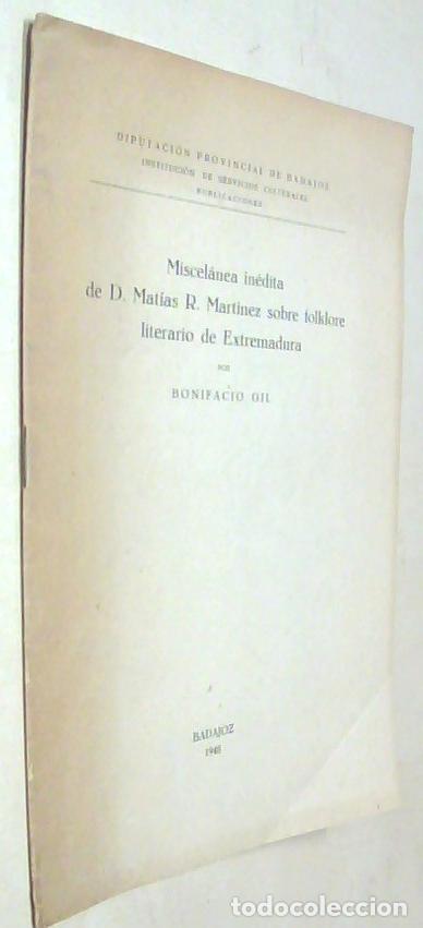 Libri di seconda mano: Miscel&aacute;nea in&eacute;dita de D. Mat&iacute;as R. Mart&iacute;nez sobre folklore literario de Extremadura - GIL, Bonifacio