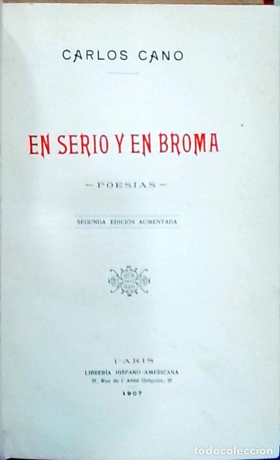 B&uuml;cher: En serio y en broma. Poes&iacute;as (Con dedicatoria aut&oacute;grafa) - CANO, Carlos: