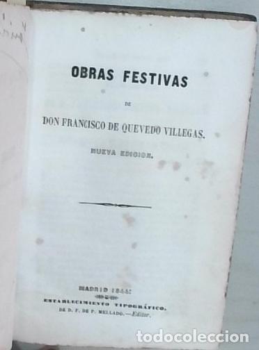 Libros: Obras festivas - QUEVEDO VILLEGAS, Francisco de: - Foto 1