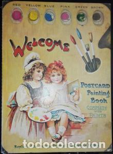 Libros: Welcome. Postcard Painting Book. Complete with Paints. Replica of the Antique Original 19th Century