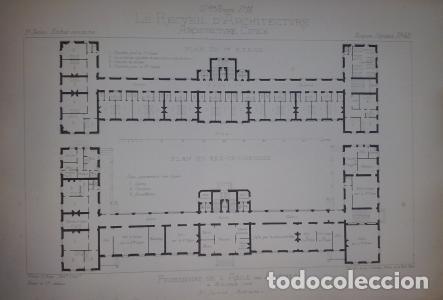 Libros: Pensionnat de l Asile des Ali&eacute;n&eacute;s a Bourg (Ain) mr. Journoud Architecte. Plan d 1er. &Eacute;tage. Plan du