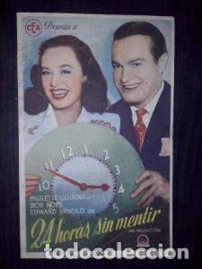 Livres: 24 horas sin mentir. Paulette Coddard, Bob Hope, Edward Arnold - PROGRAMA DE CINE: