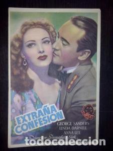 Libri di seconda mano: Extra&ntilde;a confesi&oacute;n. Geroge Sanders, Limda Darnell, Anna Lee. Director: Douglas Sirk - PROGRAMA DE CIN