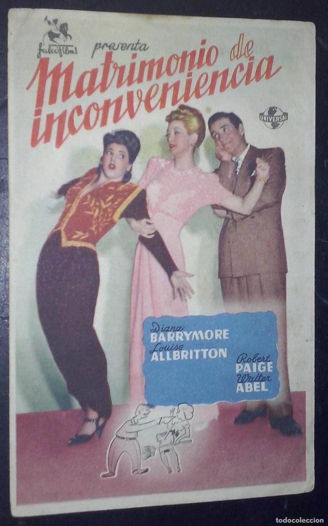 Libri di seconda mano: Matrimonio de inconveniencia. Diana Barrymore. Louise Allbritton. Robert Paige. Walter Abel - PROGR