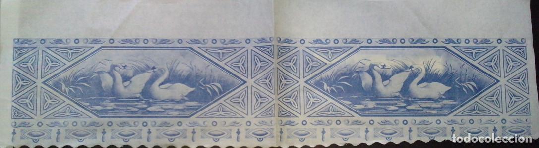 Libros: Cenefa Alacena motivo cisnes. 58'5x11 cms. M&aacute;s 4'5 cms de margen blanco. - cenefa de alacena:
